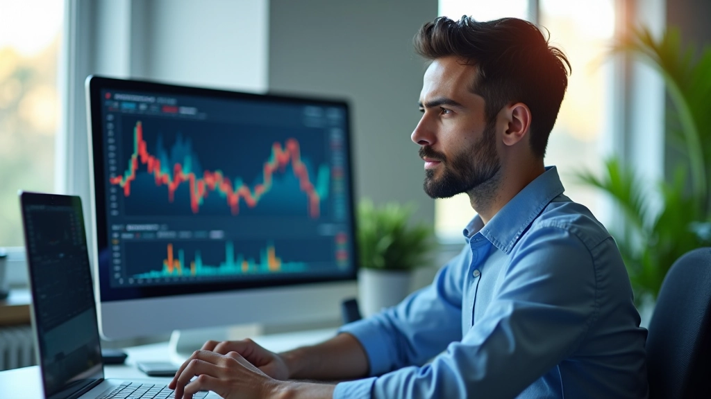 Professionnel analysant des données de risque sur un écran, avec des graphiques montrant la volatilité du marché