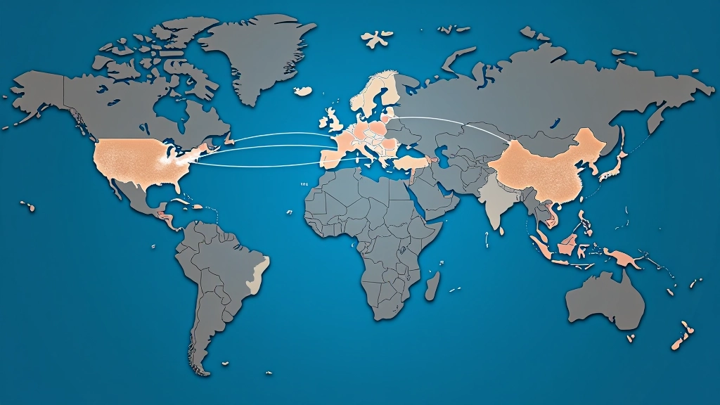 Carte mondiale illustrant les partenaires commerciaux majeurs avec des connexions entre les continents